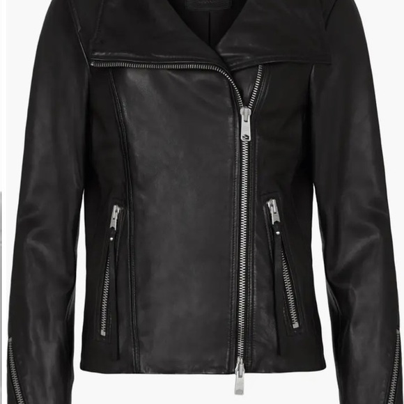 All Saints Black Leather Jacket - Picture 6 of 9
